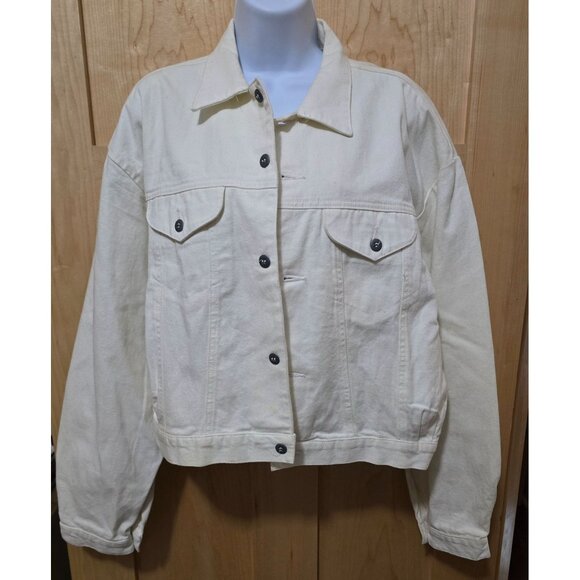 Irene Allison Cream Denim Button-Up Jacket boho fairycore peasant casual - Picture 1 of 6